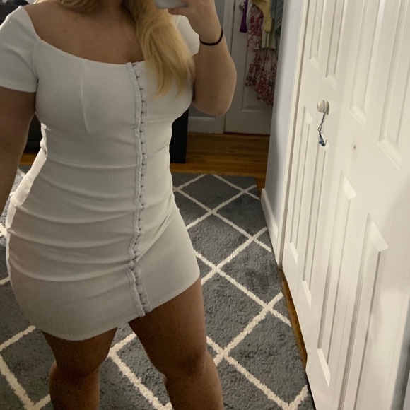 White Bandage Hook & Eye Bodycon Dress - Picture 1 of 2